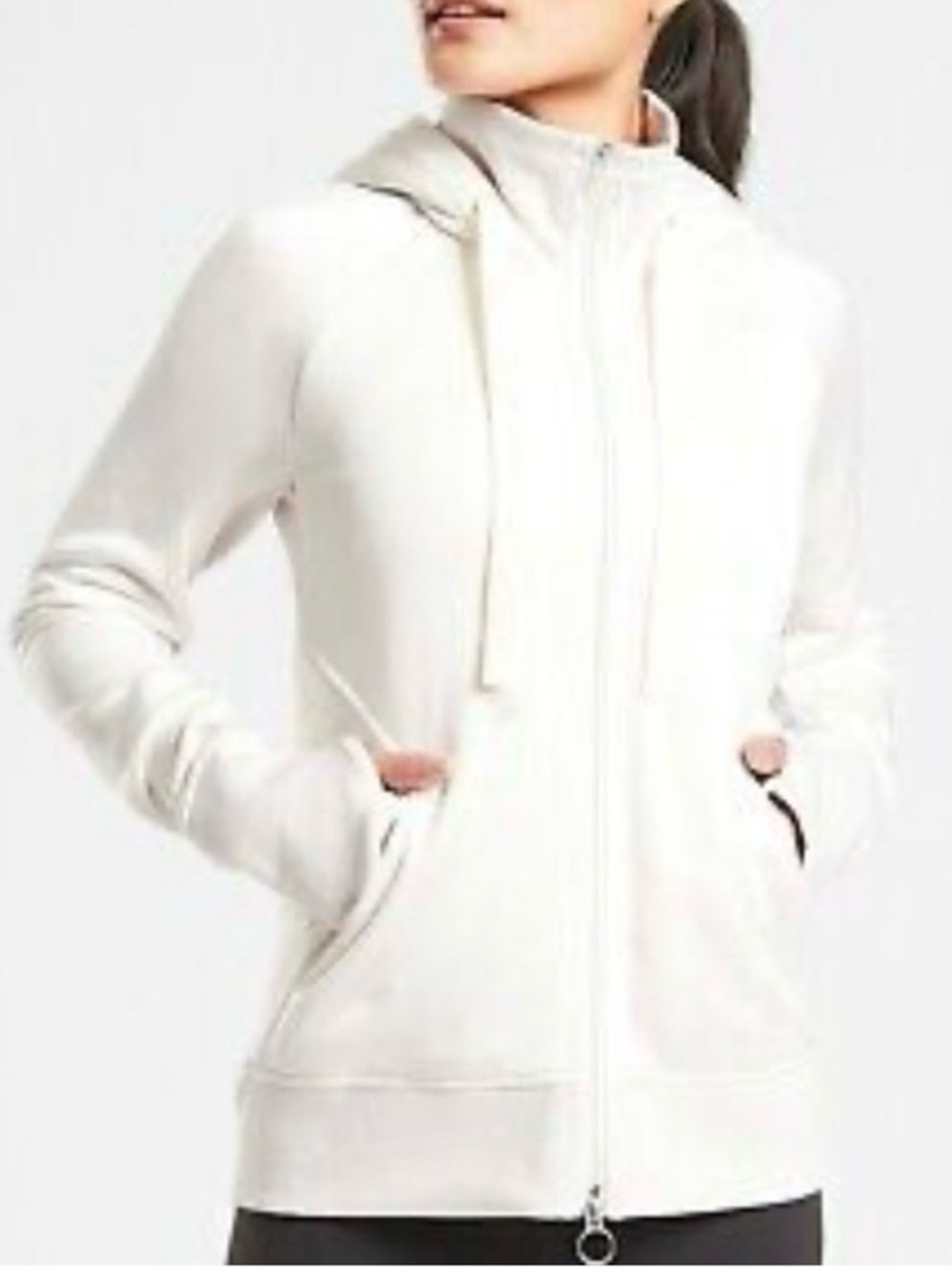 Athleta Cream Full-Zip Hoodie